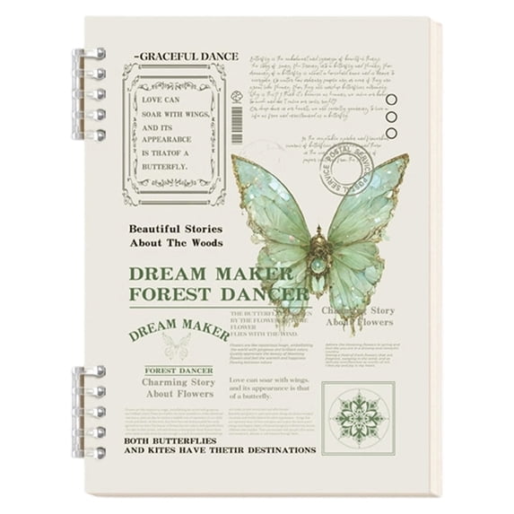 Vintage Butterfly Spiral Journal Notebook, Butterfly Journal for Women, Retro Aesthetic Journal Notebooks for Note Taking, Office Supplies Gifts for Women,Light Green,8x5.5"