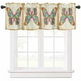 thumbnail image 1 of Vintage Butterfly Valances for Windows Farmhouse Kitchen Curtains Valances Rod Pocket Valance Curtains for Kitchen Windows Retro Colorful Butterfly Window Valances for Bathroom Bedroom 54"x18", 1 of 6
