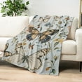 thumbnail image 1 of Vintage Butterfly &amp; Floral Throw Blanket - Soft, Lightweight Fleece for Cozy Sofa, Bed, Travel - Perfect Gift for Women and Girls - Machine Washable, 1 of 7