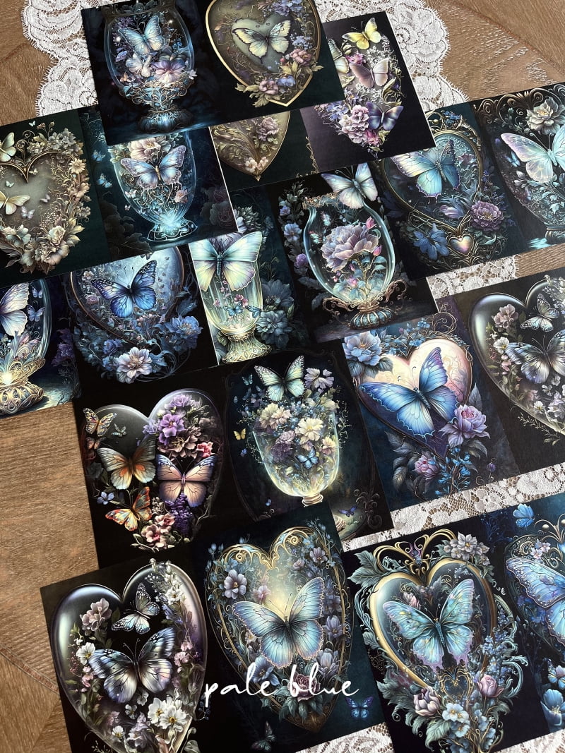 Vintage Butterfly and Window Scrapbook Paper - DIY Junk Journal Material for Creative Crafting