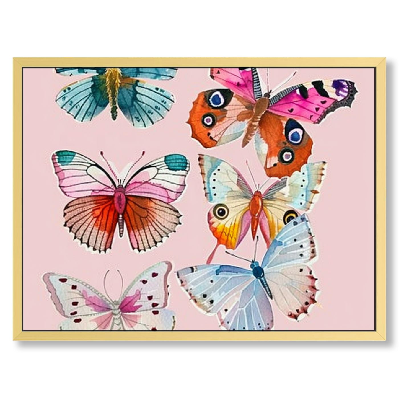 Vintage Butterfly Art Print with Pennsylvania Oak Frame