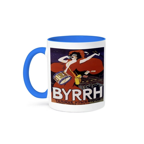 3dRose, Vintage Byrrh Wine Advertising Poster, 11oz Two-Tone Blue Mug