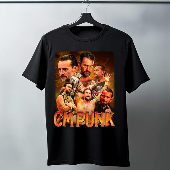 Vintage CM Punk T-Shirt For Fan Tee,Black Color,Size M