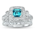 thumbnail image 1 of Vintage CZ Rings Cubic Zirconia Wedding Set Silver Bridal Engagement Ring Band for Women Size 7, 1 of 5