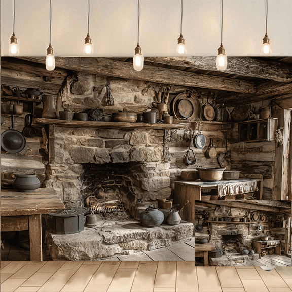 Vintage Cabin Backdrop Rustic Background Photo Banner for Studio