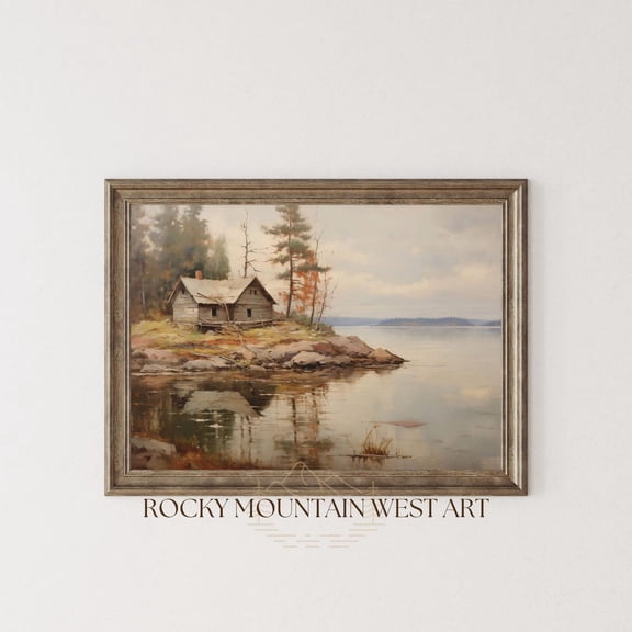 Vintage Cabin Wall Art Forest And Lake Wall Art Vintage Pine Tree Print Rustic Home Decor Log Cabin Decor Nature Prints Lakehouse Decor Poster, Unframed Poster Size 8x12 F03.1.15l929