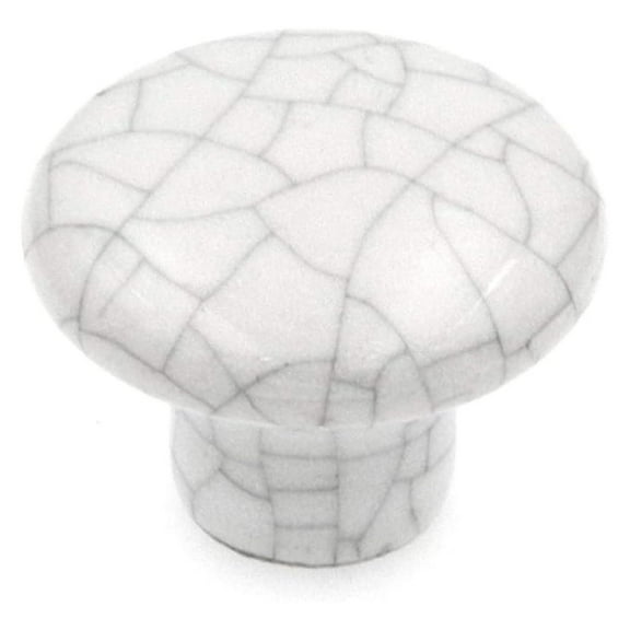 Vintage Cabinet Knobs 1 1/4" - 10 Pack White Ceramic Antique Crackle Knobs with Brass Screw - Kitchen Bathroom Furniture Hardware Replacement 510-9429001