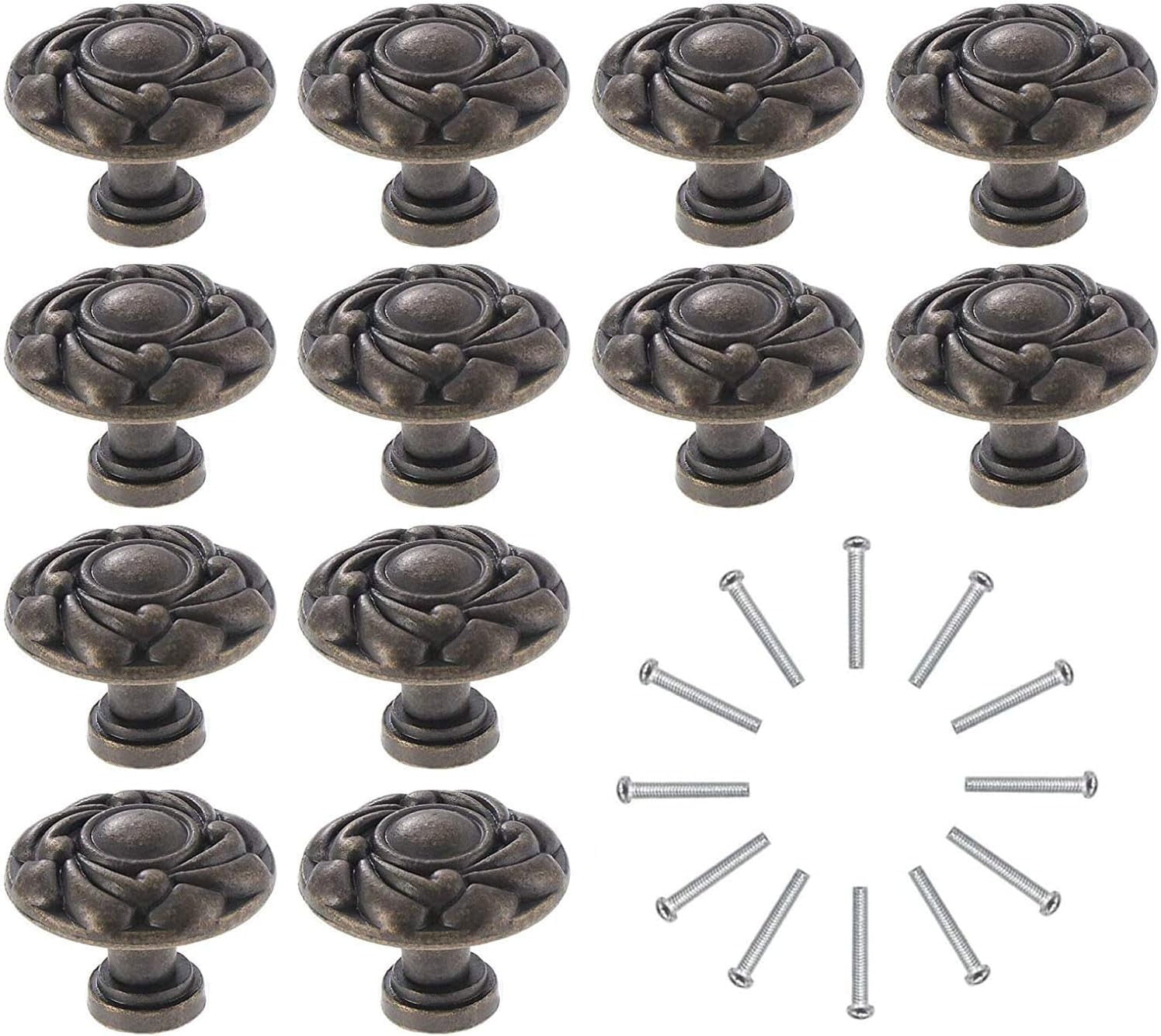 Vintage Decorative Hardware: Antique Brass Cabinet Knobs, Round Furniture Pulls for Kitchen ...