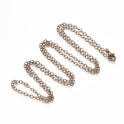 Vintage Cable Link Chain Necklace, 32 Inches, 3mm, Antique Copper Plated Brass, Lobster Clasp