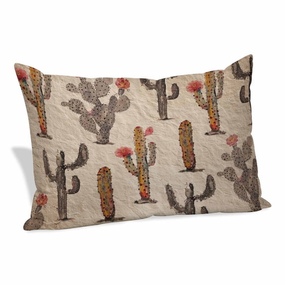 Vintage Cactus Pillow Covers 16"x24", Farmhouse Retro Brown Summer Botanical Soft Brushed Microfiber Breathable Throw Pillow Covers, Pillowcase with Zipper for Couch Sofa Bedroom Living Room