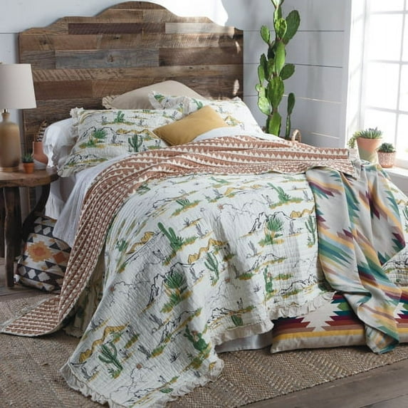 Vintage Cactus Ruffle Quilt Set King