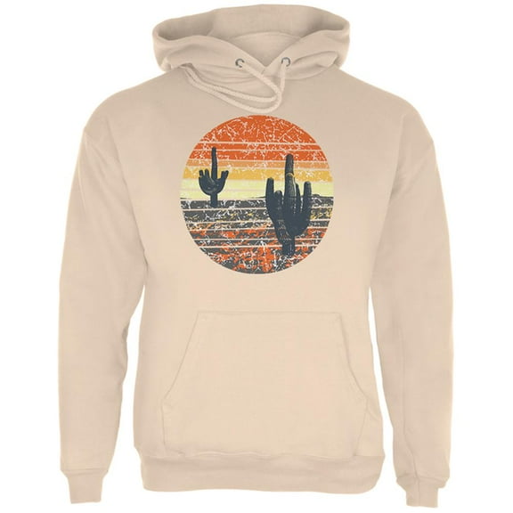 Vintage Cactus Sunset Mens Hoodie Sand 2XL