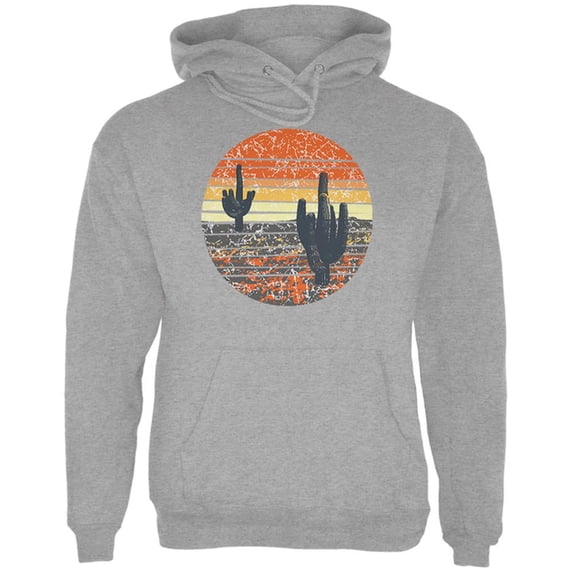 Vintage Cactus Sunset Mens Hoodie Storm Grey MD