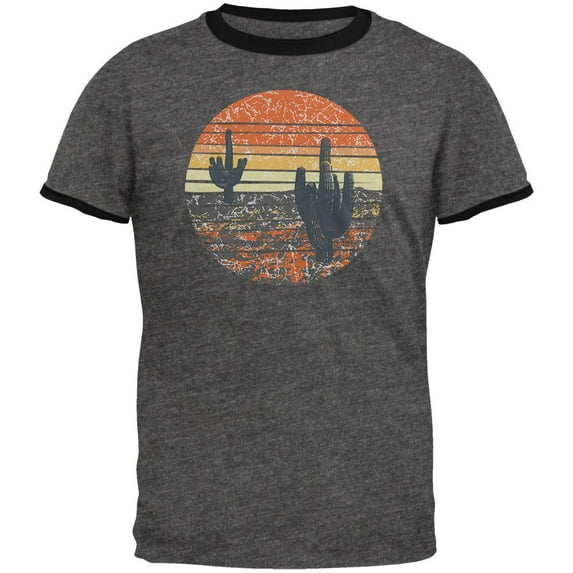 Vintage Cactus Sunset Mens Ringer T Shirt