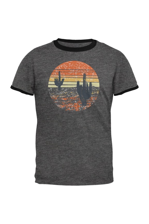 Vintage Cactus Sunset Mens Ringer T Shirt
