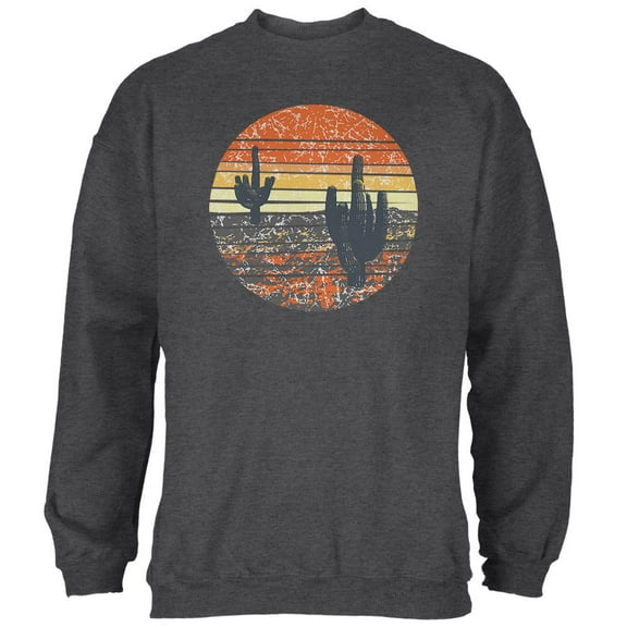 Vintage Cactus Sunset Mens Sweatshirt Deep Heather LG