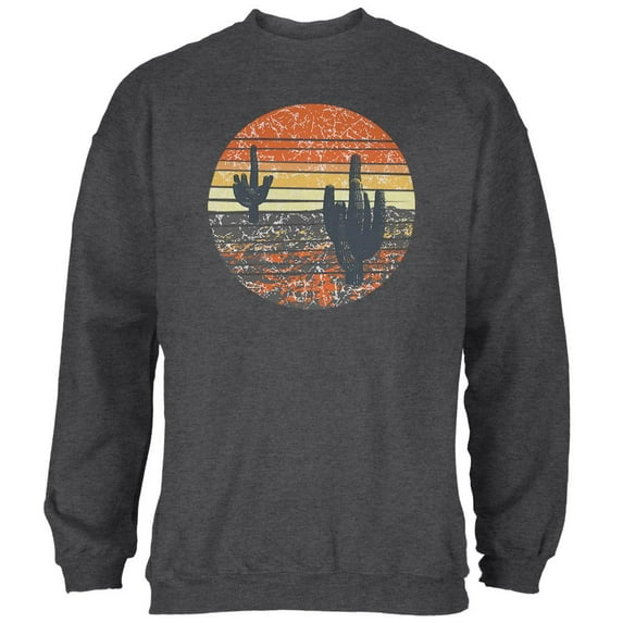 Vintage Cactus Sunset Mens Sweatshirt Deep Heather SM