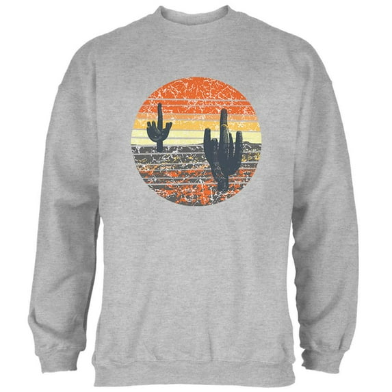Vintage Cactus Sunset Mens Sweatshirt Heather X-LG