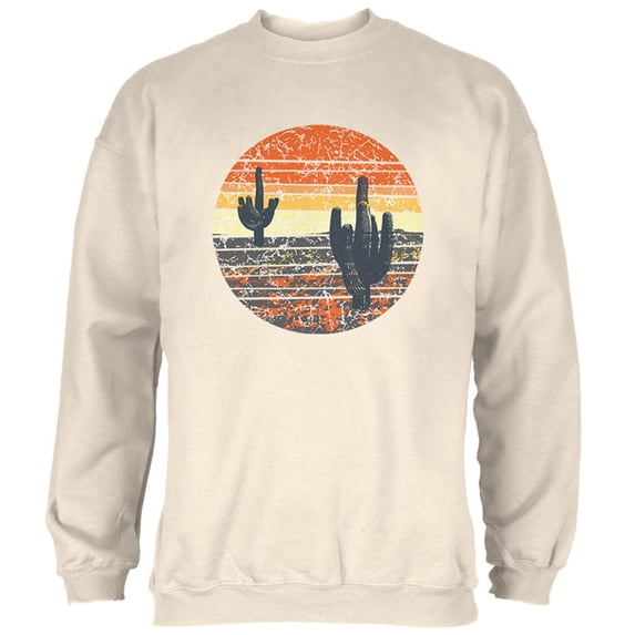 Vintage Cactus Sunset Mens Sweatshirt Natural 2XL