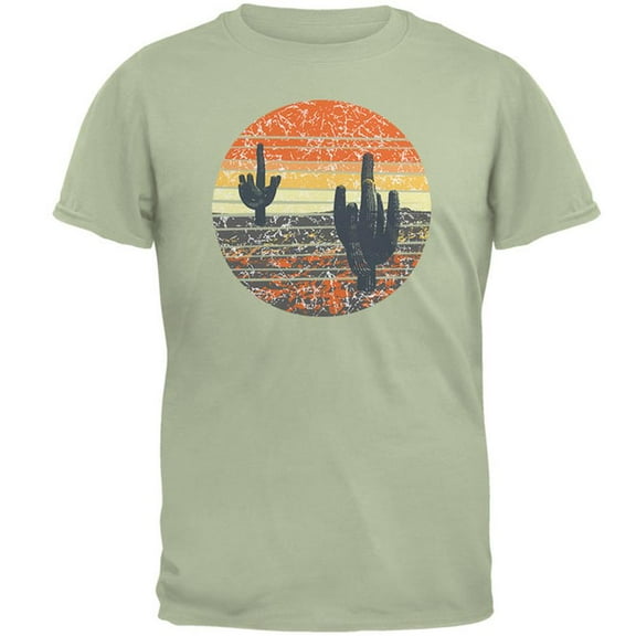 Vintage Cactus Sunset Mens T Shirt Serene Green MD