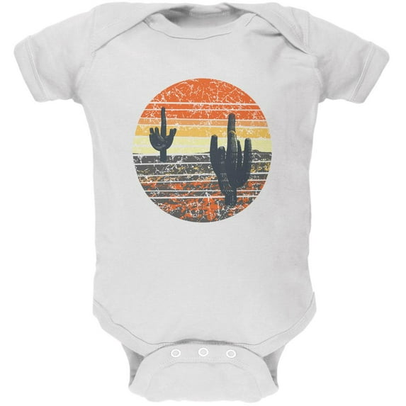 Vintage Cactus Sunset Soft Baby One Piece White 3-6 M