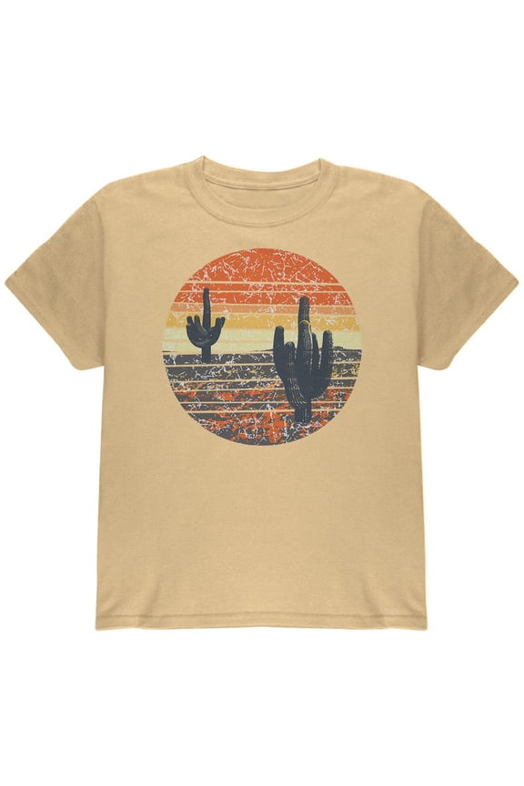 Vintage Cactus Sunset Youth T Shirt Yellow Haze YMD