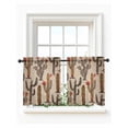 thumbnail image 1 of Vintage Cactus Tier Curtains 36 Inch Length,Sheer Curtains for Bedroom Living Room Window Farmhouse Retro Brown Summer Botanical Small Half Window Kitchen Curtains & Drapes 27.5"x36" 2 Panels, 1 of 6