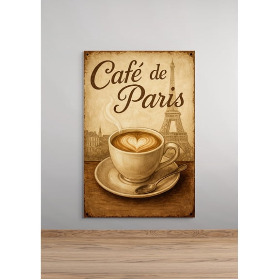 Vintage Café de Paris Coffee Poster, French Cafe Wall Art, Paris Kitchen Decor, Retro Coffee Bar Print Unframed Paper Print