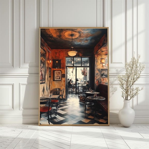 Vintage Cafe Art Poster: Cozy European Coffee House Decor, Size 12x18 UNFFRAMED F03.1.7l2050