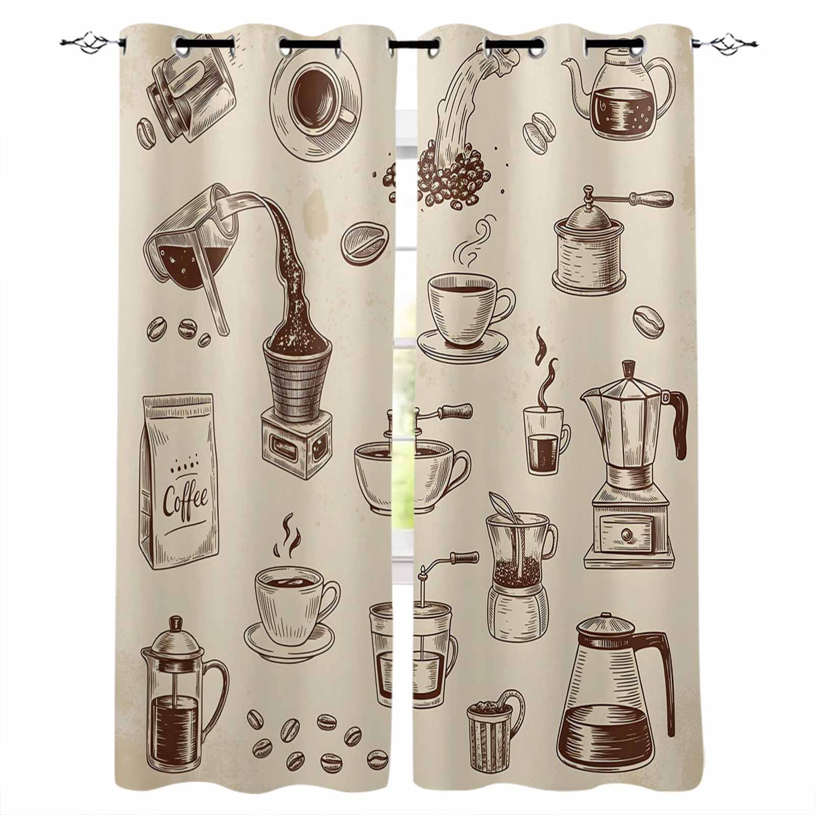 Vintage Cafe Blackout Curtains 90 Inch Length 2 Panels Set for Living ...