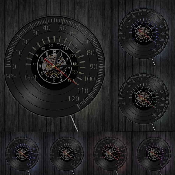 Vintage Cafe Racer Tachometer Wall Art Speedometer Wall Clock Motorcycle Racing Bike Speedo Tachometer Vinyl Record Wall Clock