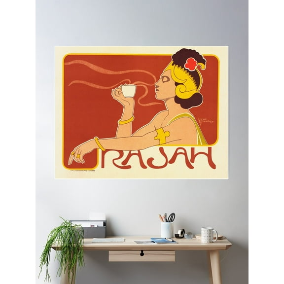Vintage Cafe Rajah Coffee Poster By Georges Meunier Poster Wall Art, Modern Wall Decor For Living Room Bedroom, 12x18 UNFRAMED