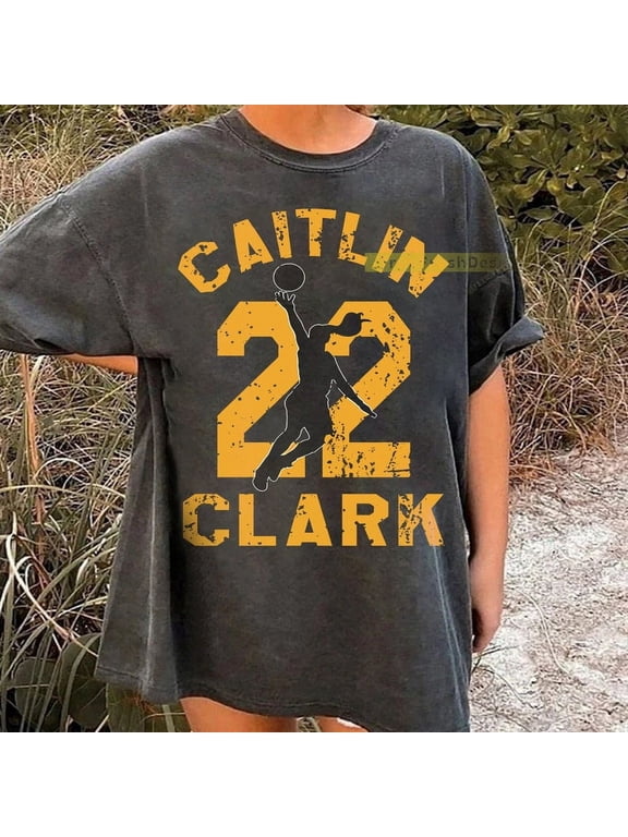 Vintage Caitlin Clark Goat #22 T-Shirt, Basketball Championships, Vintage Caitlin Shirt, basketball Tshirt, Iowa, Charcoal Color size L