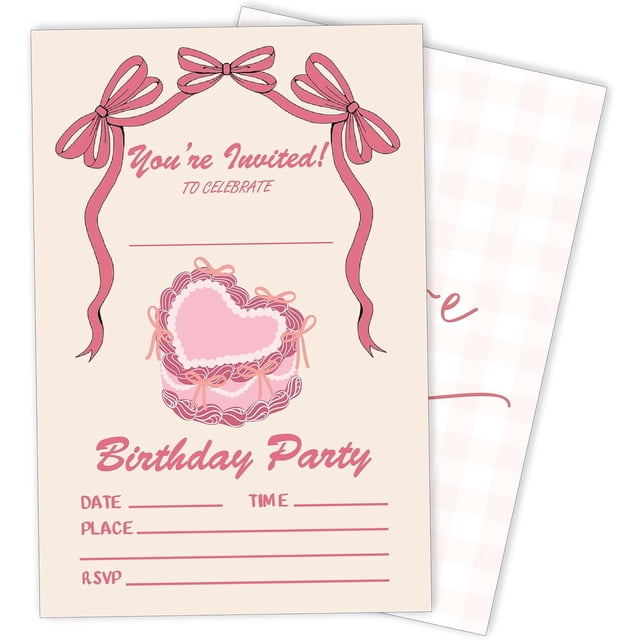Cake Event Invite Vintage Cake Birthday Invitation- 20 Pack Girls Birthday Invite with ...