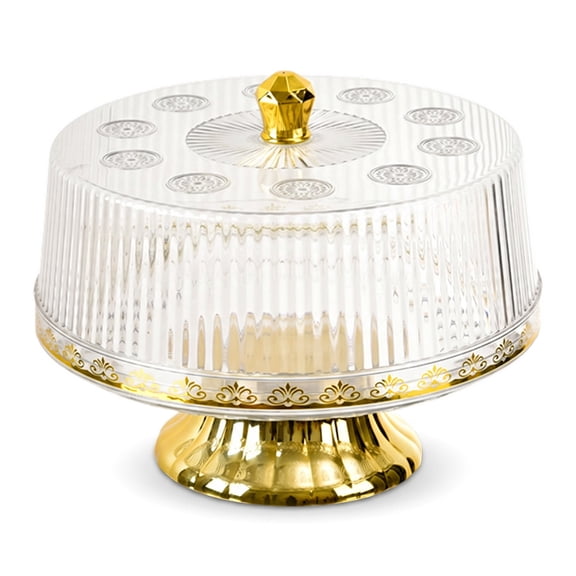 Vintage Cake Stand with Dome Lid, Clear Display Plate for Cakes and Pastries