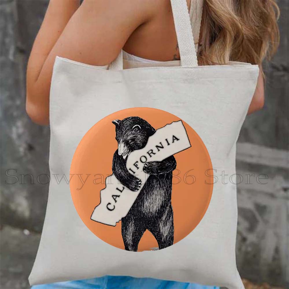 Vintage California State Map Bear Flag Golden Gate Bridge Palm Springs