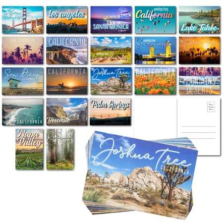 California Postcards - 40-Pack, 4 x 6 in, Glossy Paper - Vintage Travel & Palm Springs Postcards for Mailing - Assorted Landmark Designs