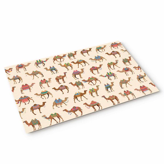 Vintage Camel Door Mat Deserts Animal Abstract Beige Background Non Slip Absorbent Entrance Mat Washable Low Profile Indoor Doormat for Front Door Entryway Entry 16"x24"