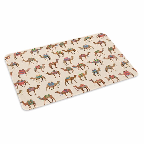 Vintage Camel Doormat Deserts Animal Abstract Beige Background Non Slip Low Profile Rubber Door Mat Washable Absorbent Indoor Front Door Mat Entryway Rug Entrance Carpet 16x24 Inch