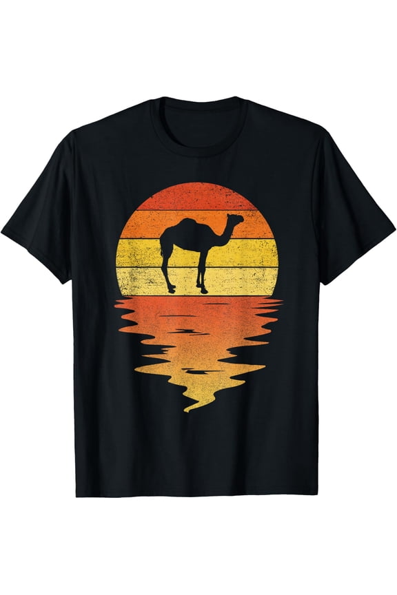 Vintage Camel Shirt 70s Vintage Retro Sunset Camel T-Shirt- Classic Beach please shirts Unisex 100% Cotton Crew Neck T-Shirt Breathable Casual Everyday Wear Affordable Graphic Soft Cheap t shirts