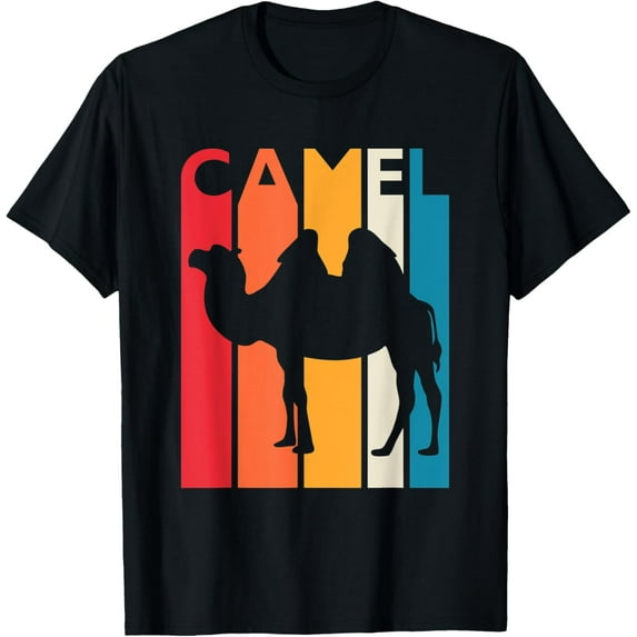 Vintage Camel Shirt Retro Gift for Animal Lover Camel T-ShirtMen's and women's gift, black and white T-shirt, size: Extra large S-4XL
