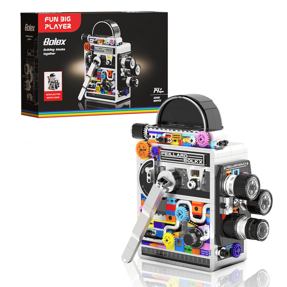 Vintage Camera Building Set Classic 16mm Movie Camera with Movable Crank & Lens Turret, Retro Collectible Display Model Kit, Creative Gift for Filmmakers, Adults & Teens (805 PCS)