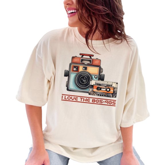 Vintage Camera and Cassette 80s 90s T-Shirt, Retro Photography Tee, Nostalgic Music Lover Shirt, Cool Graphic Top, 80s Pop Culture Tee, Ivory Comfort Colors T-Shirt, 3XL