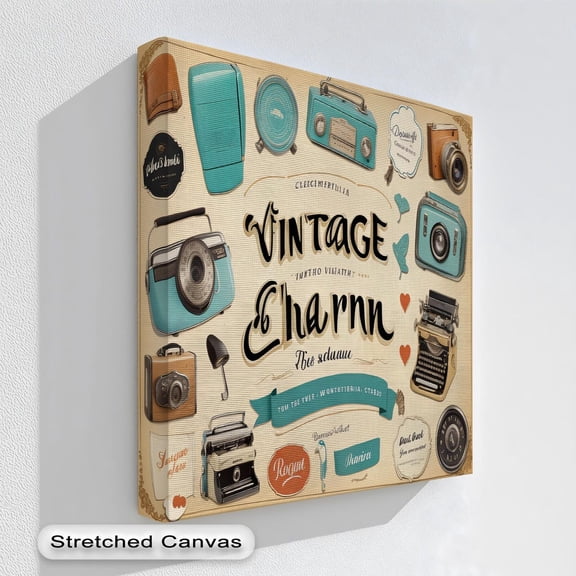 Vintage Camera Collage Art Art Retro Photography Decor Midcentury Style