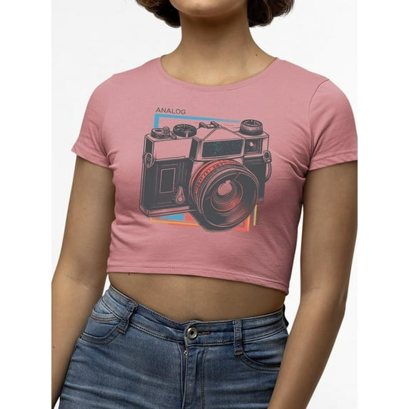 Vintage Camera Graphic Tee Crop Tee Women's