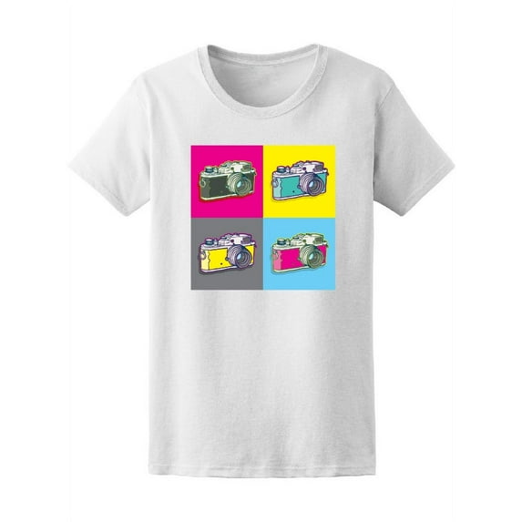 Vintage Camera Pop Art Style T-Shirt Women -Image by Shutterstock, Female Large