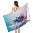 thumbnail image 1 of Vintage Camera Splash Art Bath Towel, Highly Absorbent towels for bathroom Quick Drying Microfiber Bath Towels for Body, Soft Shower Towels for Sport, Yoga, SPA, Gym 27x55in, 1 of 5