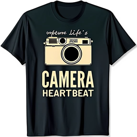Vintage Camera T-Shirt Capture Life & CAMERA HEARTBEAT Design for ...