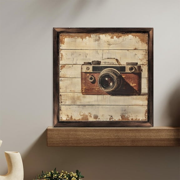 Vintage Camera Wall Art Wooden Sign Wall Plaque - Vintage Art Decoration, Wall Decoration - Ideal Gift For Home Decoration, Living Room, Bathroom, Bedroom, Garden, Dining, Bar, Cafe, Festival Party