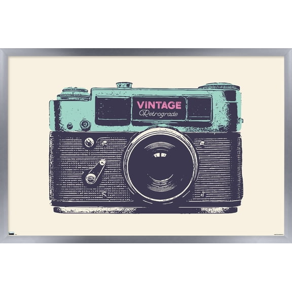 Vintage Camera Wall Poster, 14.725" x 22.375" Framed